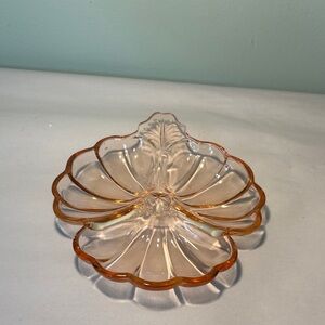 Vintage Jeannette Pink Depression Glass Clover Dish Doric Pattern
